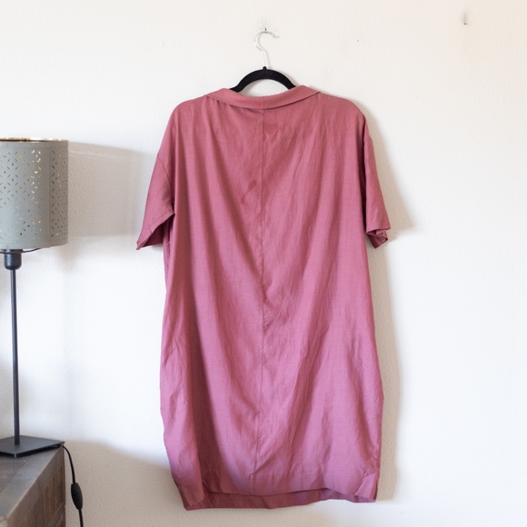 COS Womens Folded Collar Draped Shift Dress Short Sleeve Mauve Rose - Picture 4 of 4